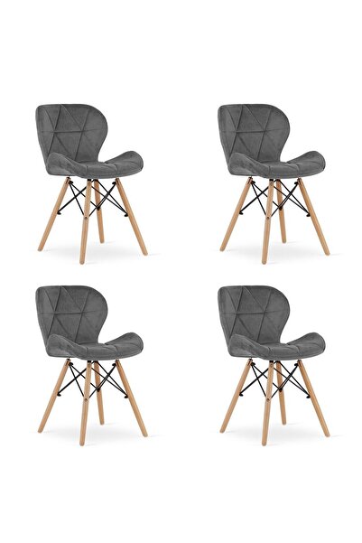 Mercaton Set 4 scaune stil scandinav, Mercaton, Lago Velvet, catifea, lemn, g...