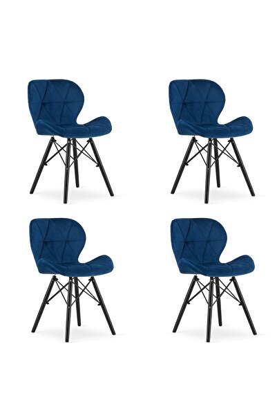 Mercaton Set 4 scaune stil scandinav, Mercaton, Lago Velvet, catifea, lemn, b...