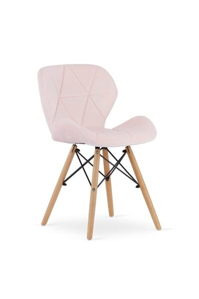 Mercaton Scaun stil scandinav, Mercaton, Lago, catifea, lemn, roz, 48x43x74 cm