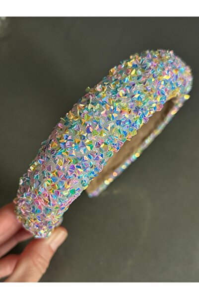 ByMerve Kadın Abiye Günlük Renkli Şeker Parlak Kristal Taç Saç Aksesuarı