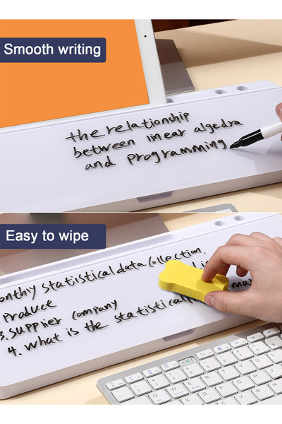 KidLe Small Glass Desktop Whiteboard Dry-Erase-Board - Computer Keyboard Stand White Board Surface Pad