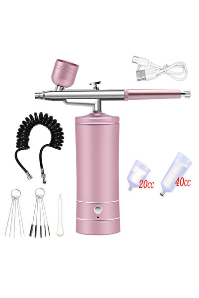 choice2 فرشاة هواء وردية للأظافر مع ضاغط، فرشاة هواء محمولة مع ضاغط لفن الأظا...