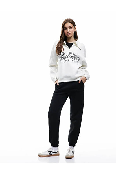 Koton Μαύρο γυναικείο φούτερ με ανοιχτόχρωμη τσέπη και κορδόνι στη μέση 6Wal4...