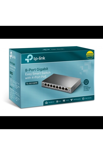 TP-LINK Tl-Sg108Pe, 8 Port, Gigabit, 4 Port Poe 64W, Easy Smart, Manageable, Metal Case, Desktop