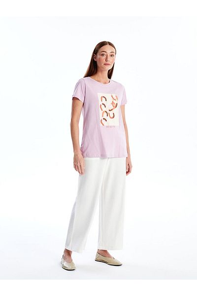 LC Waikiki New Season Crew Neck Printed Short Sleeve Women's T-Shirt - S4Nc10Z8