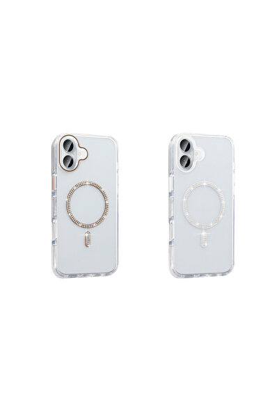 Nezih Case Apple iPhone 16 Pro Max Kılıf Taşlı Tasarım Magsafe Şarj Özellikli Silikon Kapak