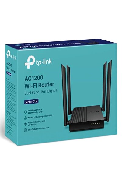 TP-LINK Archer C64 Ac1200 2.4/5ghz 1200mbps Mu-mımo İç Ortam Kablosuz Wıfı Router