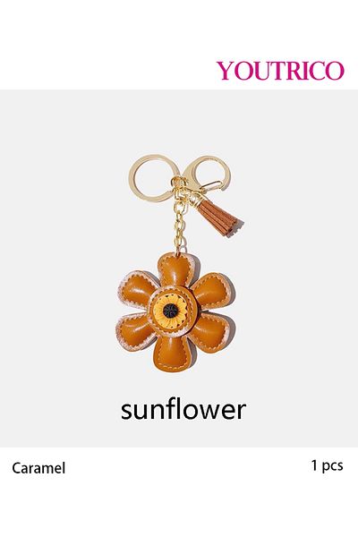Youtrico 1pcs Leather Sunflower Cute Cartoon Bag Charm, Keychain