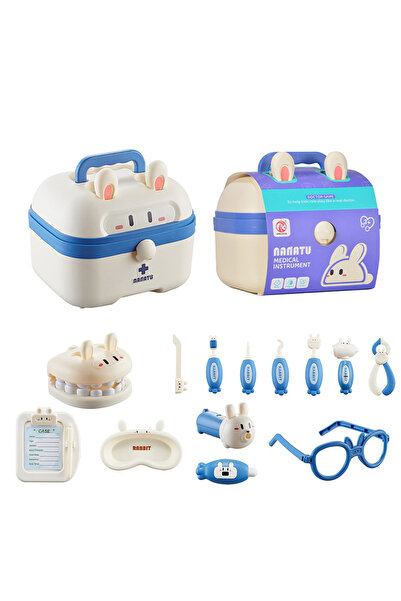 Ma Baby Doctor Kit for Kids, 13 Pieces Medical Dentist Educational Toys with Rabbit Carry Case