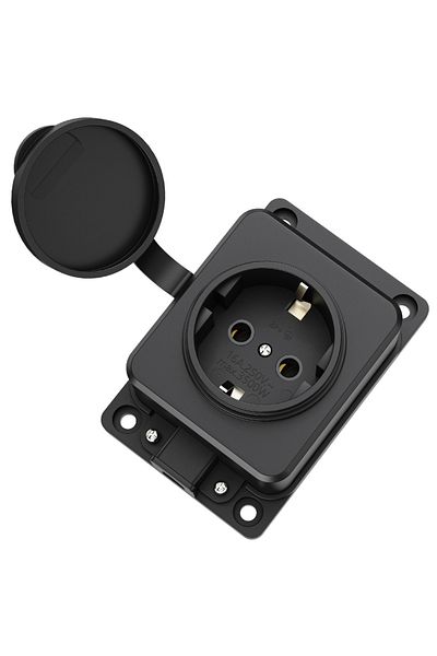 choice2 250V EU black German outdoor waterproof socket, 1/3/4 road with covered rain head wireless expansion