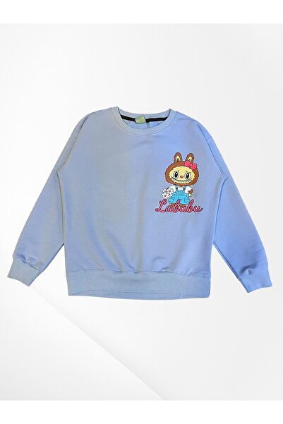 Pajama Shop Σετ χειμερινής φόρμας για κορίτσια από βαμβακερό ύφασμα ανοιχτό μπλε χρώμα 2 νημάτων με σχέδιο Labubu