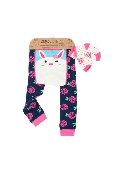 Zoocchini Set pantaloni și șosete antiderapante, Zoocchini, 12-18 luni – Bunny