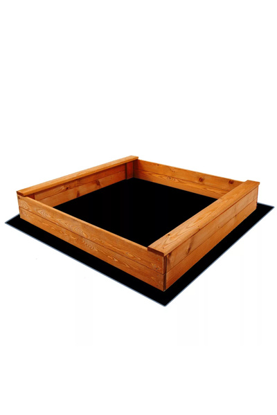 OEM Дървена пясъчник 120x120 см, със заоблени ръбове, естествено кафява