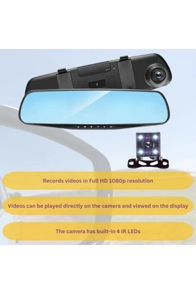 Express Rearview Mirror with Reversing Camera, Full HD, LCD 4.3", Motion or Impact Detection