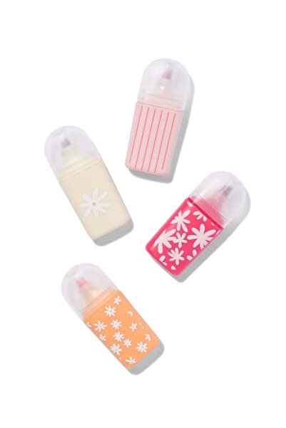HEMA 4'LÜ ÇİÇEKLİ MINI HIGHLIGHTER FOSFORLU KALEM SETİ