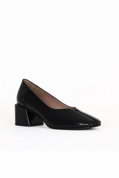Bueno Shoes Black Wrinkled Patent Leather Women's Heeled Shoes 33Wa7652