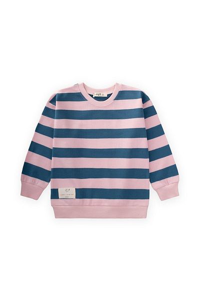 Cigit Striped Knitwear Sweatshirt 2-12 Years Blue Powder