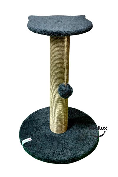 Petilux Jute Drawstring Single Scratching Post with Cat Head Figure Step Top