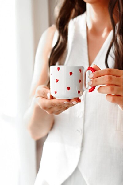 Markasız ucuz El yapımı seramik kalpli mug fincan