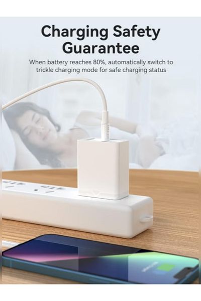 Vention 1-port USB-C Wall Charger(20W) UK-Plug For iphone 11/12/13, ipad Pro/Air - White