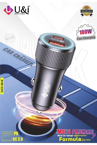 U & I Born To Win U&I Car Charger, 100W Fast Charging, PD & QC 3.0, Dual Port USB Charger for Cars and Trucks