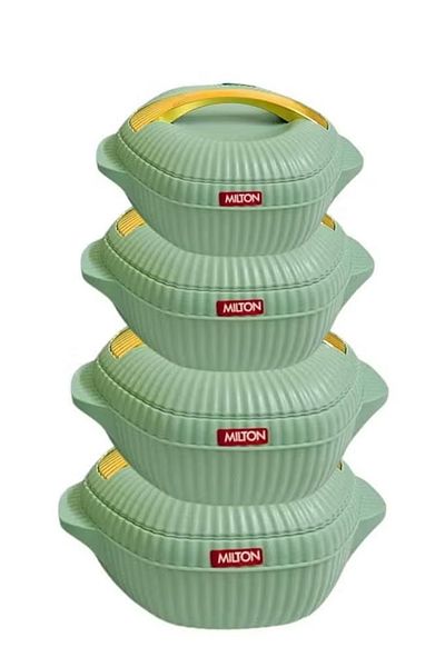 Milton Milton 4-Piece Food Container Set with Stainless Steel Inner and Heat-Resistant Rim