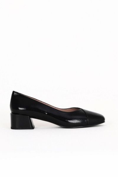 Bueno Shoes Black Wrinkled Patent Leather Women's Heeled Shoes 33Wa7716