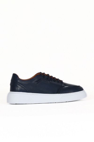 Bueno Shoes Navy Blue Antique Leather Men's Sports Shoes 32Ma103