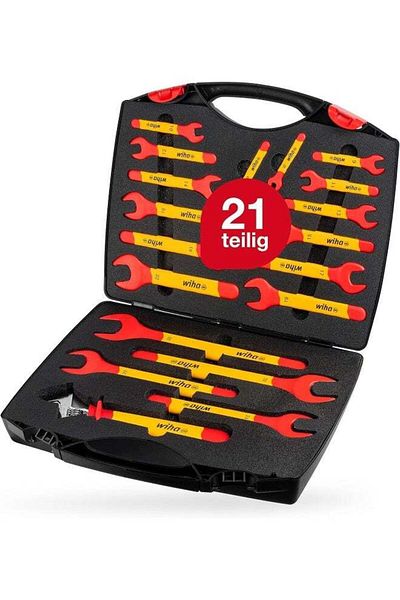wiha 43022 Single Open-End Spanner Set Insulated 6-32 Mm 21 Pieces