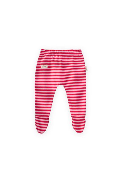 Cigit Footed Baby Pants 0-6 Months Powder Coral Striped