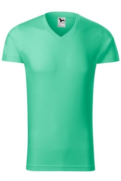 Malfini Tricou bărbătesc slim fit cu decolteu în V, verde mentă, mărimea XL