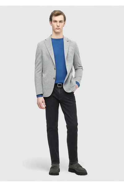 Ramsey Gray Plain Regular Fit 100% Cashmere Jacket