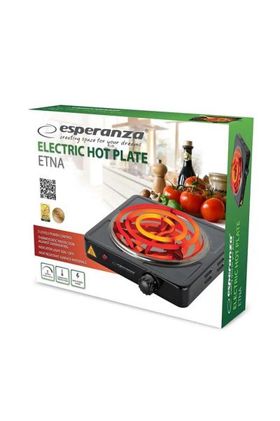 ESPERANZA Electric Hot Plate EKH012K, 1000W, 21 cm Diameter, Open Heater, 5 Levels (Black)