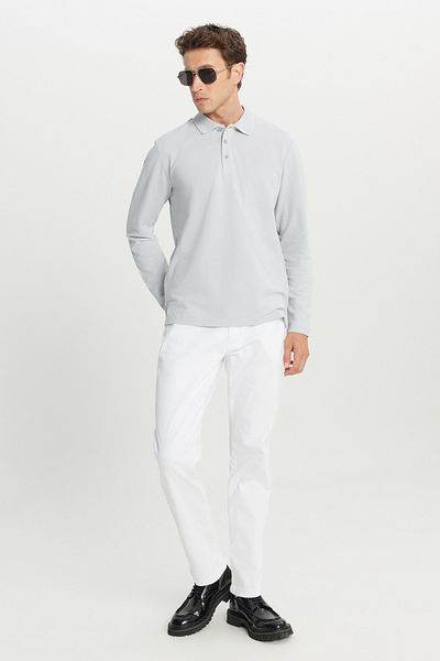 AC&Co / Altınyıldız Classics Men's Gray 100% Cotton Standard Fit Regular Fit Polo Neck Sweatshirt