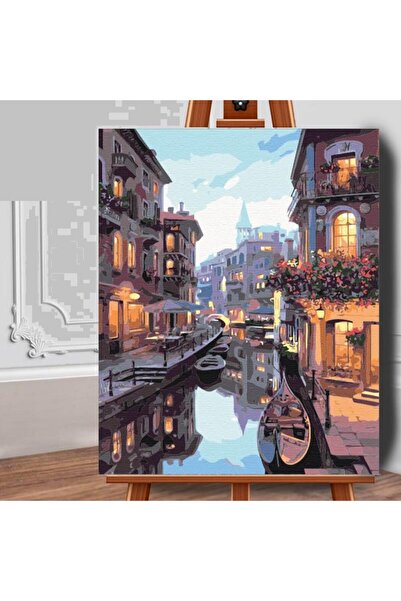 Royal Set pictura pe numere (panza) Canal in Venetia 50x