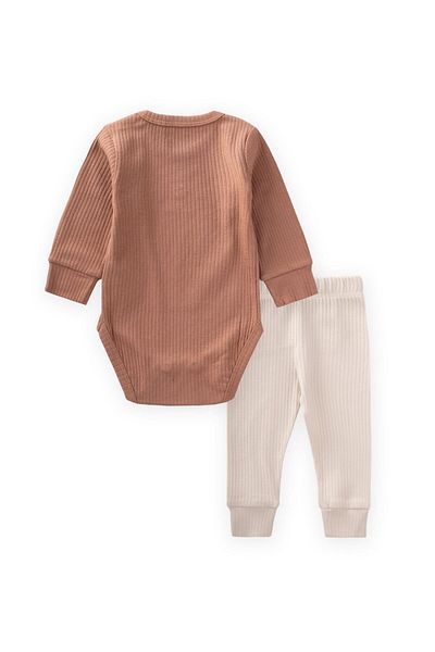 Cigit Embroidered Seasonal Bodysuit Set 0-3 Years a Brown