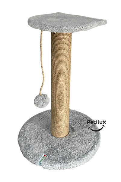Petilux Jute Drawstring Single Scratching Post with Cat Head Figure Step Top