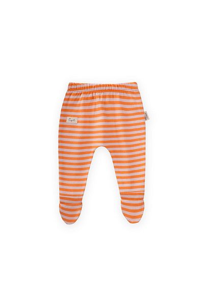 Cigit Footed Baby Pants 0-6 Months Powder Peach Striped