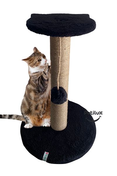 Petilux Jute Drawstring Single Scratching Post with Cat Head Figure Step Top