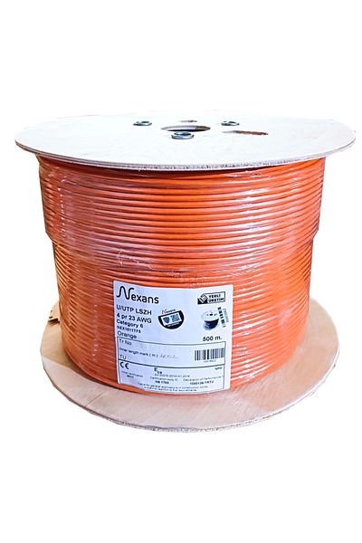 Nexans Cat6، 500 متر، 23awg (0,58 مم)، UTP، %100 بكر، خالي من الهالوجين، ماكارا، كابلو (TURUNCU)