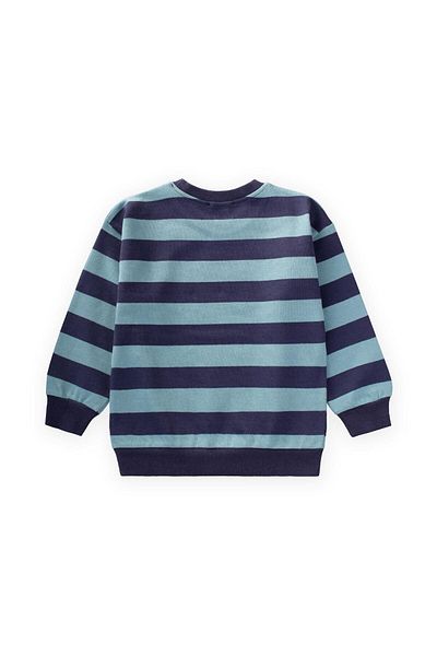 Cigit Striped Knitwear Sweatshirt 2-12 Years Mint Navy Blue