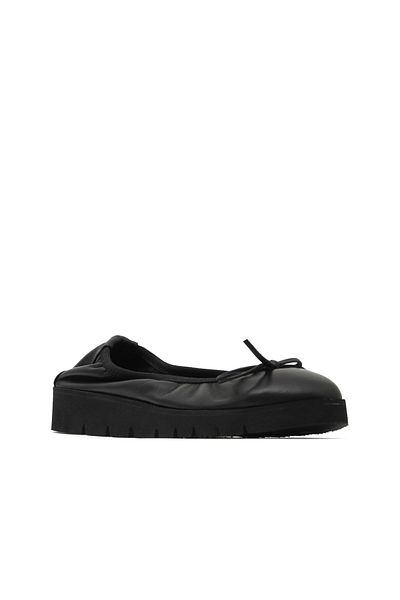 Bueno Shoes Black Leather Women's Flat Ballerinas 30Wa9017