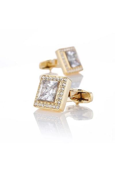 Generic Cufflinks for Men - Premium Diamond Cufflinks for Boys - Golden texture Cufflinks with box