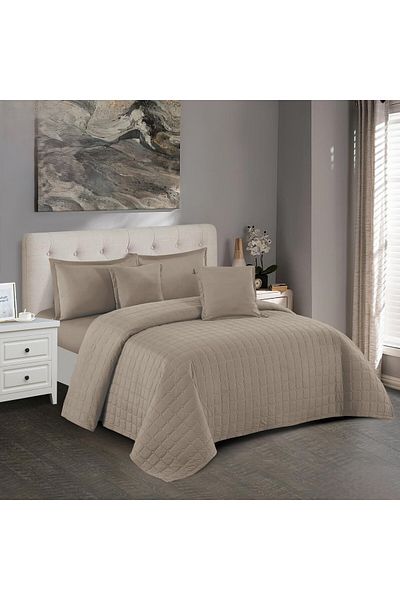 Roshen Plain double quilt set - 6 pieces - quilt 250 x 230 cm - full sheet 200 x 200 + 30 cm