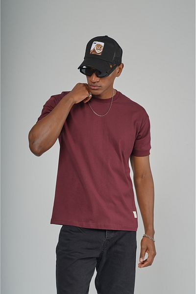 Butik Trend We Half Oversize Fit T-Shirt with Double Face Fabric Collar and Sleeves Ribbed Label Detail