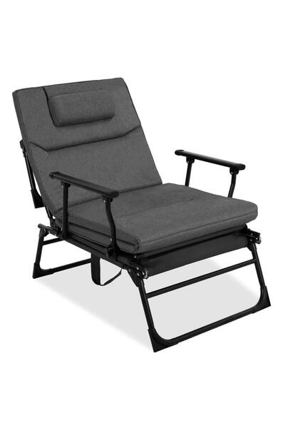 SERSIMO Πτυσσόμενη πολυθρόνα 2 σε 1, τύπου σεζλόνγκ, με 5 θέσεις, μεταλλική κ...