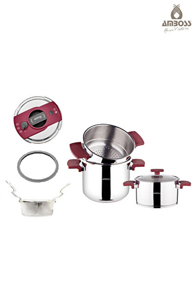 Amboss Cook Master 7 Parça Çok Fonksiyonlu Paslanmaz Çelik Buharlı Düdüklü Te...