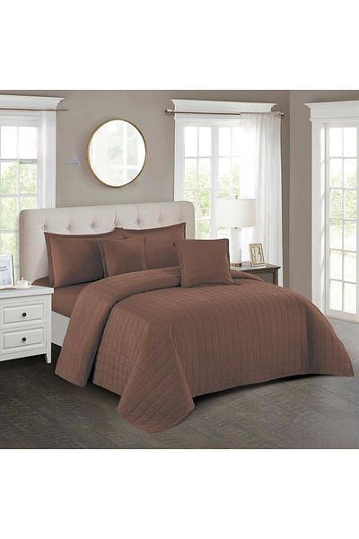 Roshen Plain double quilt set - 6 pieces - quilt 250 x 230 cm - full sheet 200 x 200 + 30 cm