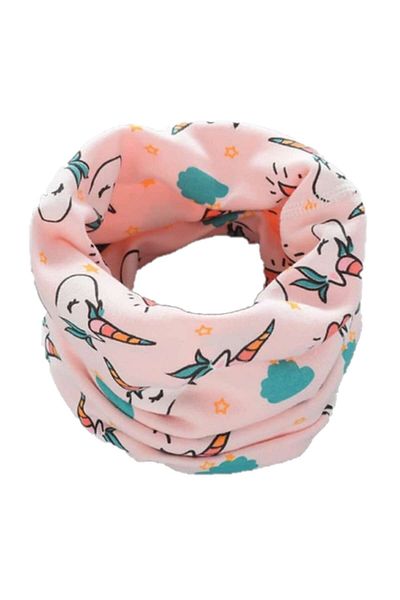 KERNOWSUN Rolled Collar Scarf for Kids, Unicorn Model, Pale Pink, 40x20 cm