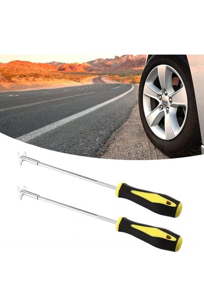 Kiuiom Set de 2 cârlige pentru curățarea anvelopelor, aliaj, galben/negru